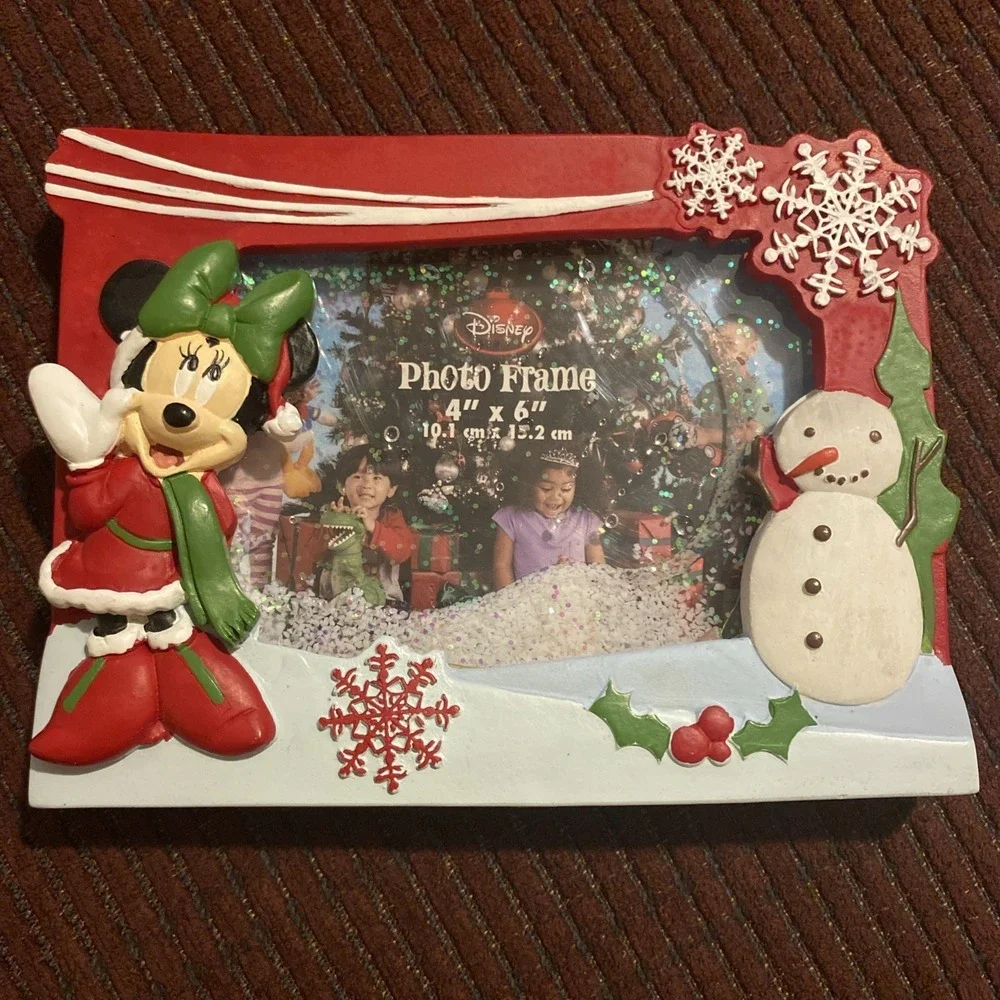 NWT DISNEY MINNIE MOUSE CHRISTMAS SNOW WATER GLOBE PHOTO FRAME 4